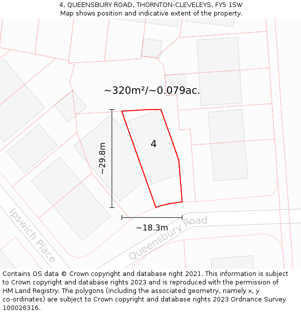 4, QUEENSBURY ROAD, THORNTON-CLEVELEYS, FY5 1SW: Plot and title map