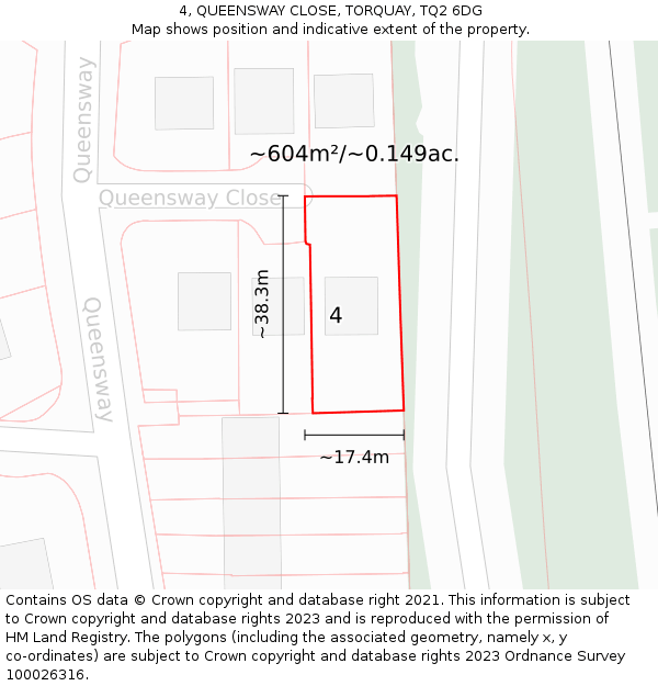 4, QUEENSWAY CLOSE, TORQUAY, TQ2 6DG: Plot and title map