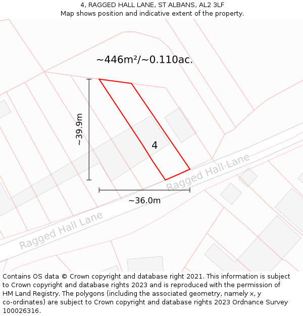 4, RAGGED HALL LANE, ST ALBANS, AL2 3LF: Plot and title map