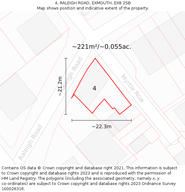 4, RALEIGH ROAD, EXMOUTH, EX8 2SB: Plot and title map