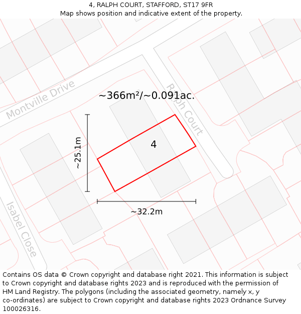 4, RALPH COURT, STAFFORD, ST17 9FR: Plot and title map