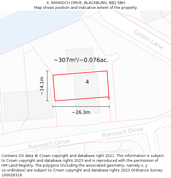 4, RANNOCH DRIVE, BLACKBURN, BB2 5BH: Plot and title map