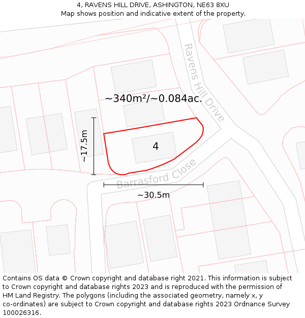 4, RAVENS HILL DRIVE, ASHINGTON, NE63 8XU: Plot and title map