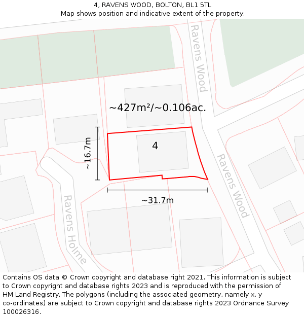 4, RAVENS WOOD, BOLTON, BL1 5TL: Plot and title map