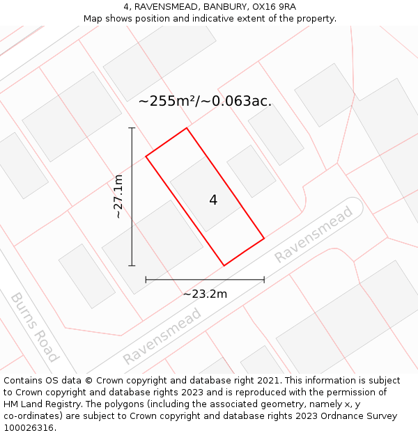 4, RAVENSMEAD, BANBURY, OX16 9RA: Plot and title map