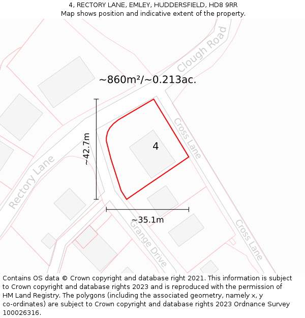 4, RECTORY LANE, EMLEY, HUDDERSFIELD, HD8 9RR: Plot and title map