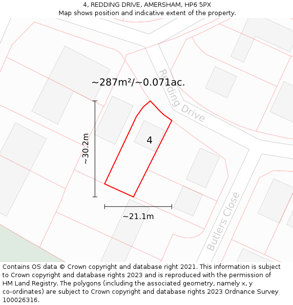 4, REDDING DRIVE, AMERSHAM, HP6 5PX: Plot and title map