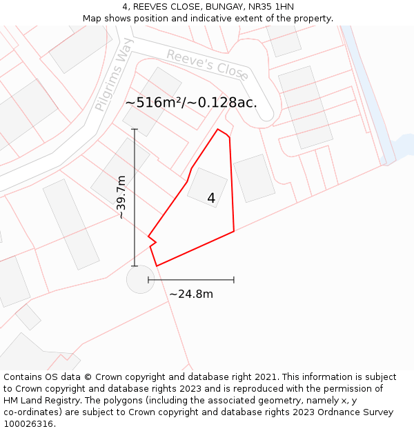 4, REEVES CLOSE, BUNGAY, NR35 1HN: Plot and title map