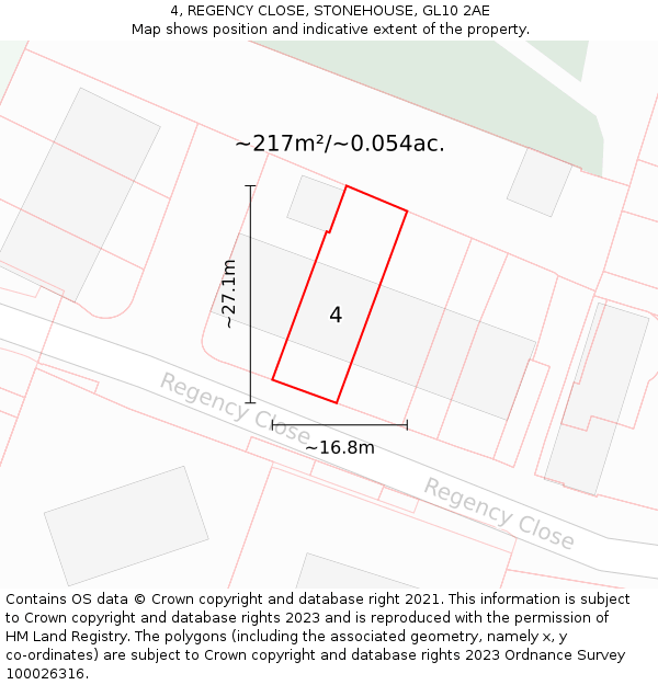 4, REGENCY CLOSE, STONEHOUSE, GL10 2AE: Plot and title map
