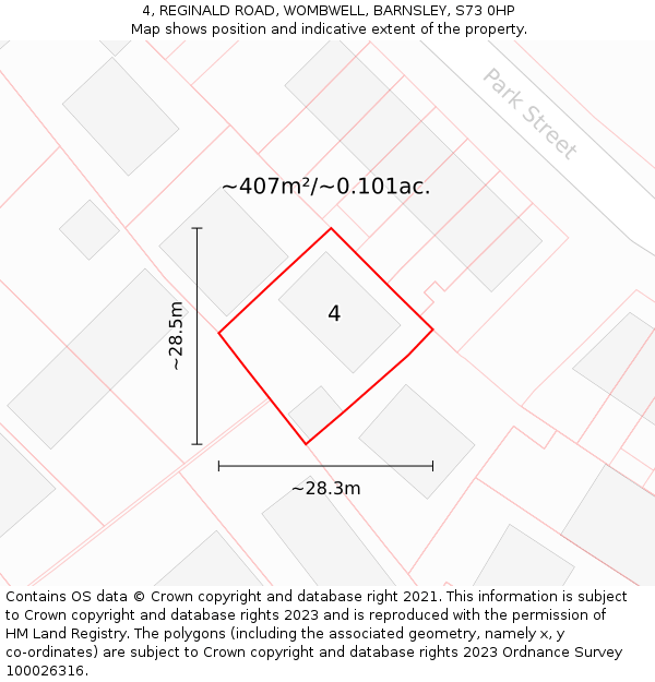 4, REGINALD ROAD, WOMBWELL, BARNSLEY, S73 0HP: Plot and title map