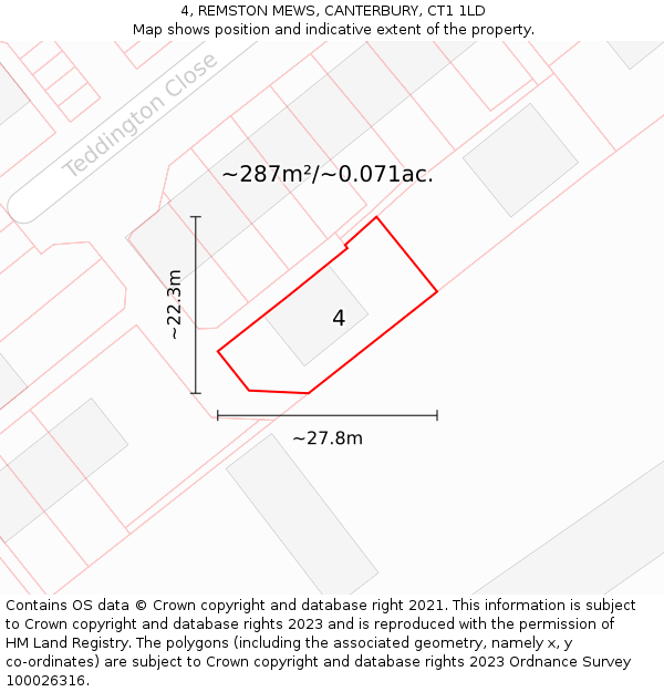 4, REMSTON MEWS, CANTERBURY, CT1 1LD: Plot and title map