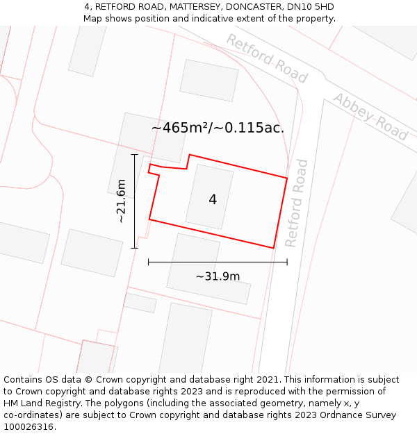 4, RETFORD ROAD, MATTERSEY, DONCASTER, DN10 5HD: Plot and title map