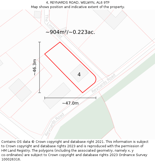 4, REYNARDS ROAD, WELWYN, AL6 9TP: Plot and title map