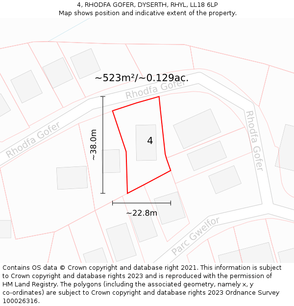 4, RHODFA GOFER, DYSERTH, RHYL, LL18 6LP: Plot and title map