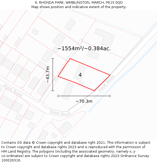 4, RHONDA PARK, WIMBLINGTON, MARCH, PE15 0QD: Plot and title map