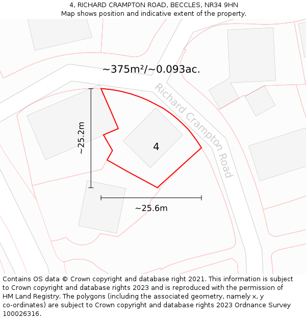 4, RICHARD CRAMPTON ROAD, BECCLES, NR34 9HN: Plot and title map