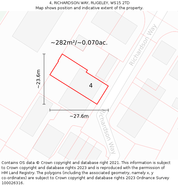 4, RICHARDSON WAY, RUGELEY, WS15 2TD: Plot and title map