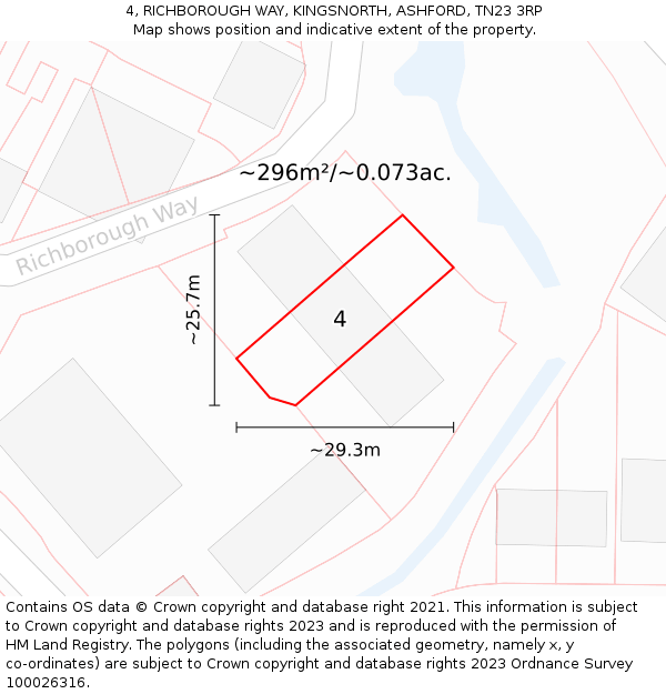 4, RICHBOROUGH WAY, KINGSNORTH, ASHFORD, TN23 3RP: Plot and title map