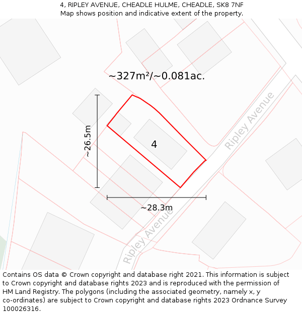 4, RIPLEY AVENUE, CHEADLE HULME, CHEADLE, SK8 7NF: Plot and title map