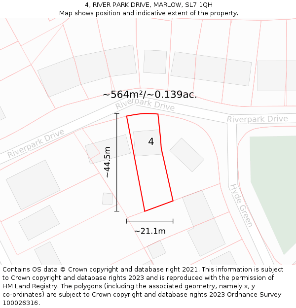 4, RIVER PARK DRIVE, MARLOW, SL7 1QH: Plot and title map