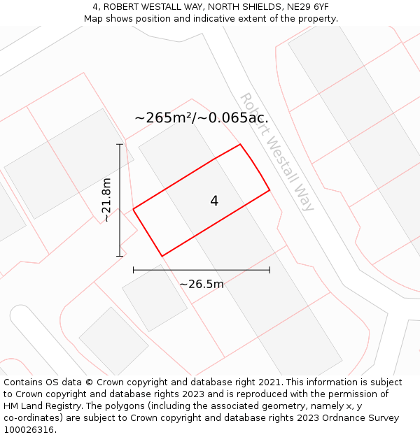 4, ROBERT WESTALL WAY, NORTH SHIELDS, NE29 6YF: Plot and title map