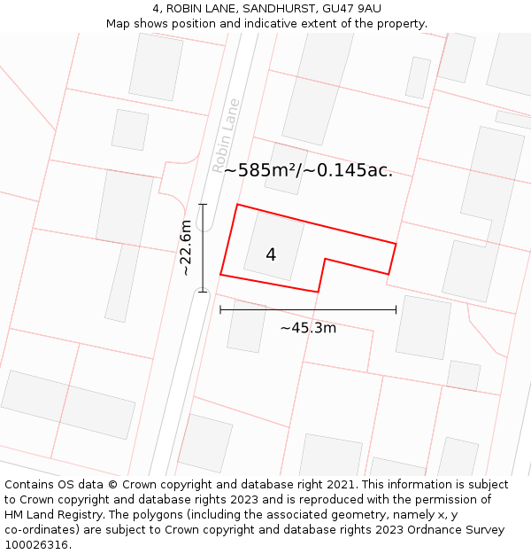 4, ROBIN LANE, SANDHURST, GU47 9AU: Plot and title map