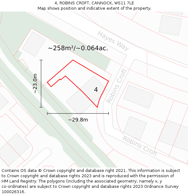 4, ROBINS CROFT, CANNOCK, WS11 7LE: Plot and title map