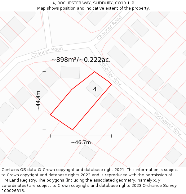 4, ROCHESTER WAY, SUDBURY, CO10 1LP: Plot and title map