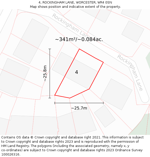 4, ROCKINGHAM LANE, WORCESTER, WR4 0SN: Plot and title map