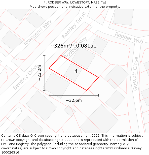 4, RODBER WAY, LOWESTOFT, NR32 4WJ: Plot and title map