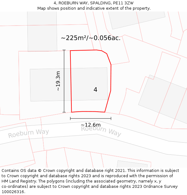 4, ROEBURN WAY, SPALDING, PE11 3ZW: Plot and title map