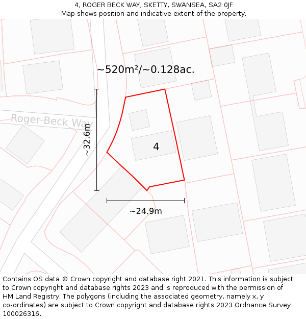 4, ROGER BECK WAY, SKETTY, SWANSEA, SA2 0JF: Plot and title map