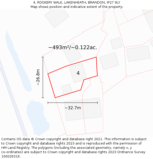 4, ROOKERY WALK, LAKENHEATH, BRANDON, IP27 9LY: Plot and title map