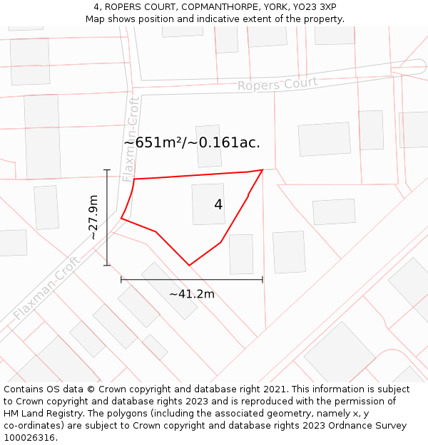 4, ROPERS COURT, COPMANTHORPE, YORK, YO23 3XP: Plot and title map