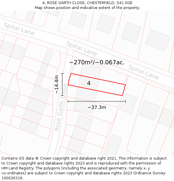 4, ROSE GARTH CLOSE, CHESTERFIELD, S41 0GE: Plot and title map