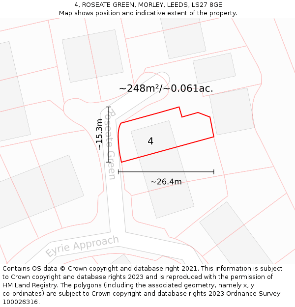 4, ROSEATE GREEN, MORLEY, LEEDS, LS27 8GE: Plot and title map