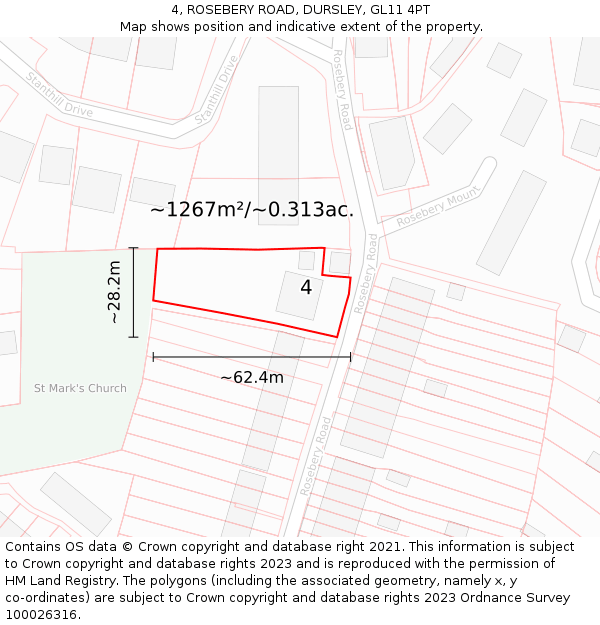 4, ROSEBERY ROAD, DURSLEY, GL11 4PT: Plot and title map