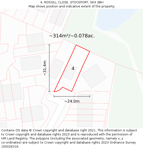 4, ROSGILL CLOSE, STOCKPORT, SK4 3BH: Plot and title map
