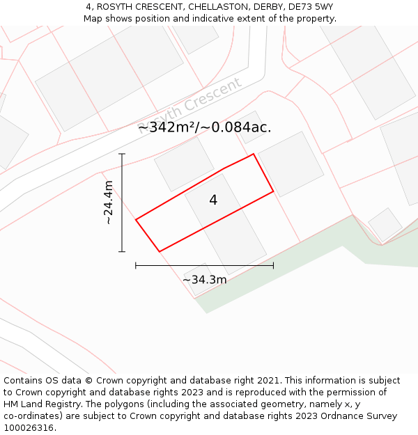 4, ROSYTH CRESCENT, CHELLASTON, DERBY, DE73 5WY: Plot and title map