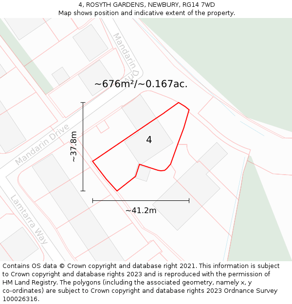 4, ROSYTH GARDENS, NEWBURY, RG14 7WD: Plot and title map