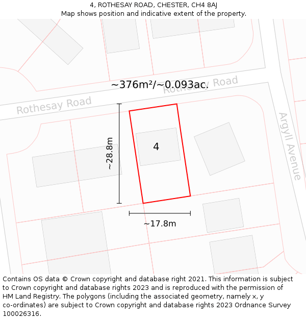 4, ROTHESAY ROAD, CHESTER, CH4 8AJ: Plot and title map
