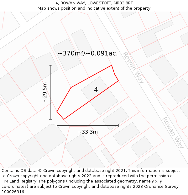 4, ROWAN WAY, LOWESTOFT, NR33 8PT: Plot and title map