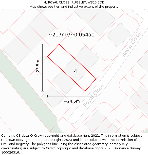 4, ROYAL CLOSE, RUGELEY, WS15 2DD: Plot and title map