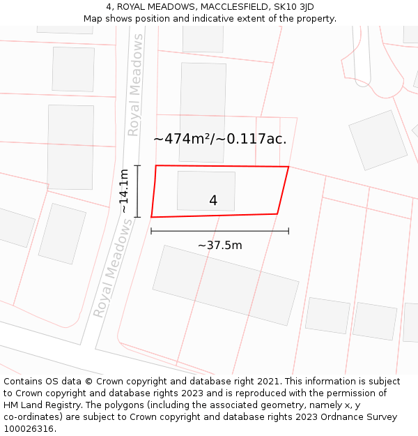 4, ROYAL MEADOWS, MACCLESFIELD, SK10 3JD: Plot and title map