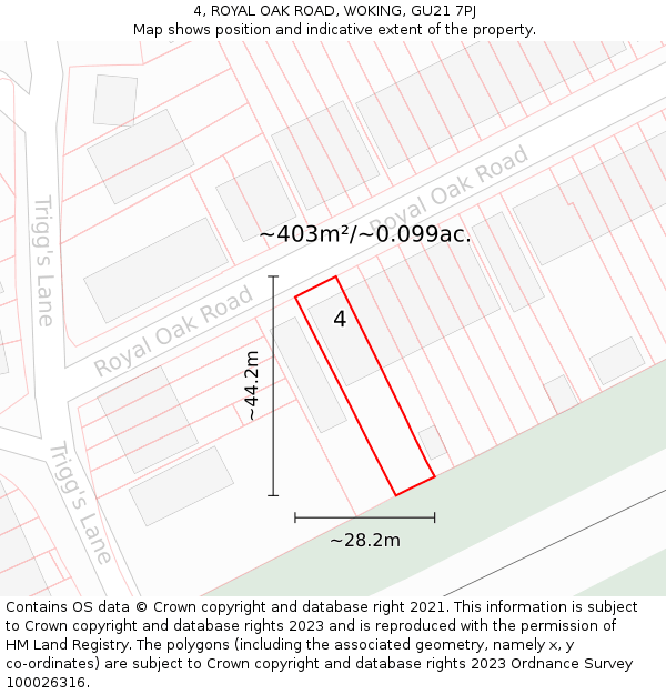 4, ROYAL OAK ROAD, WOKING, GU21 7PJ: Plot and title map