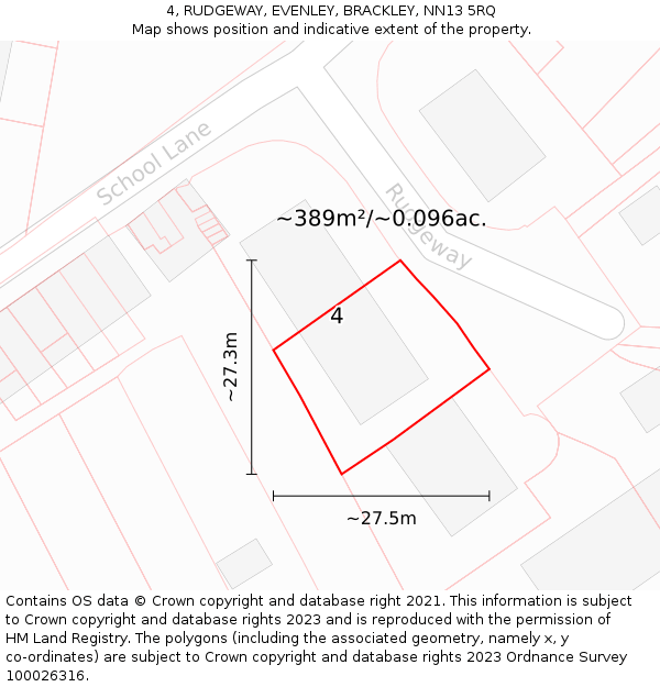 4, RUDGEWAY, EVENLEY, BRACKLEY, NN13 5RQ: Plot and title map