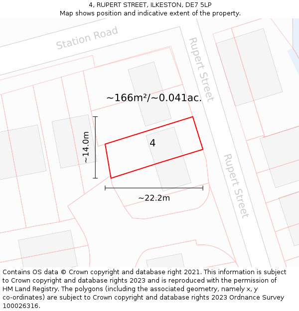 4, RUPERT STREET, ILKESTON, DE7 5LP: Plot and title map