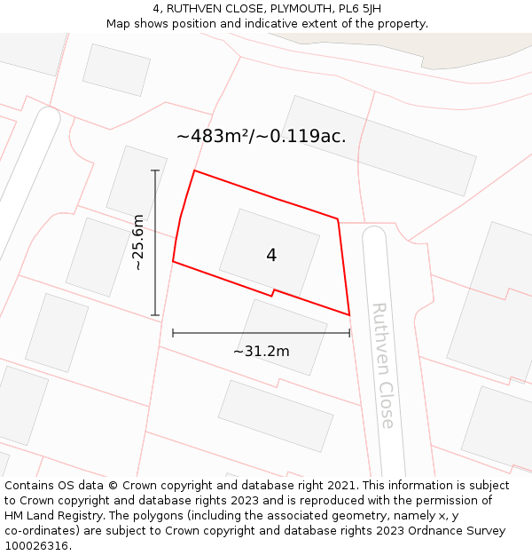 4, RUTHVEN CLOSE, PLYMOUTH, PL6 5JH: Plot and title map