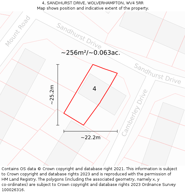 4, SANDHURST DRIVE, WOLVERHAMPTON, WV4 5RR: Plot and title map