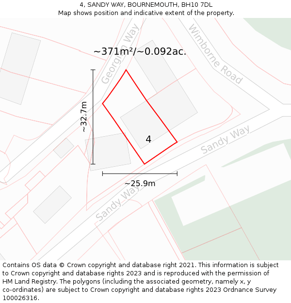 4, SANDY WAY, BOURNEMOUTH, BH10 7DL: Plot and title map